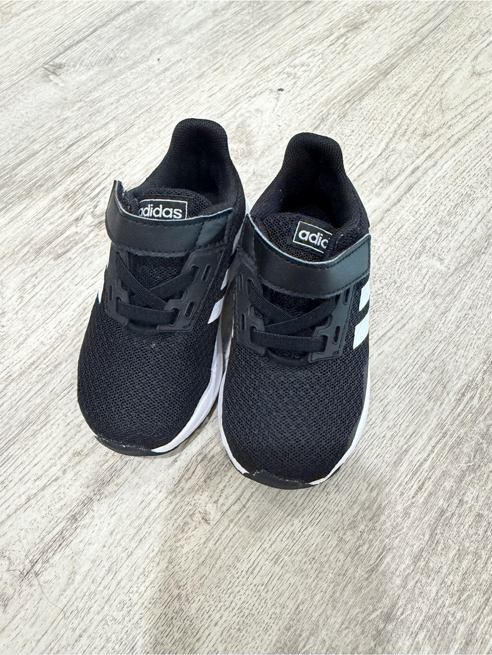 adidas Kids Black Sneakers with White Stripes